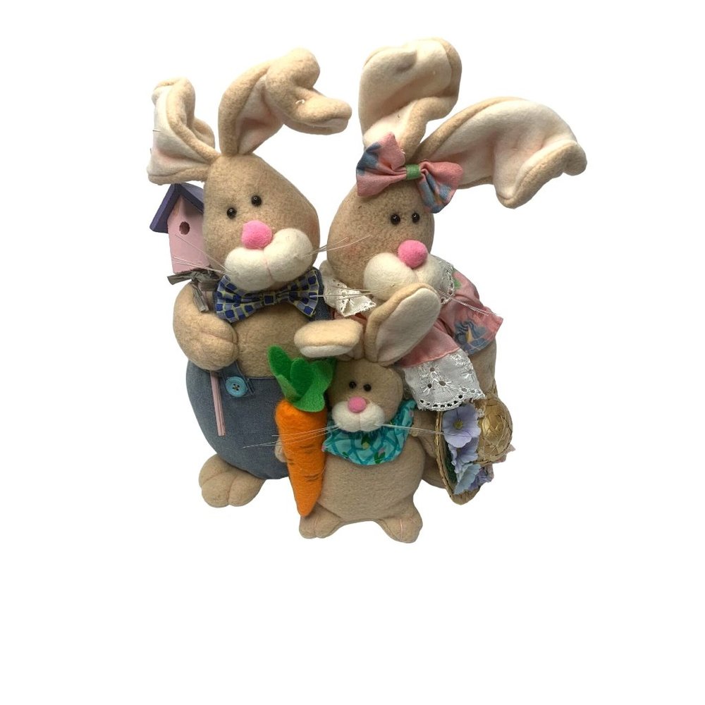 MTY Plush Bunny Rabbit Family Plush Stuffed Toy Figure 11 in Tall Bird Nest Carr